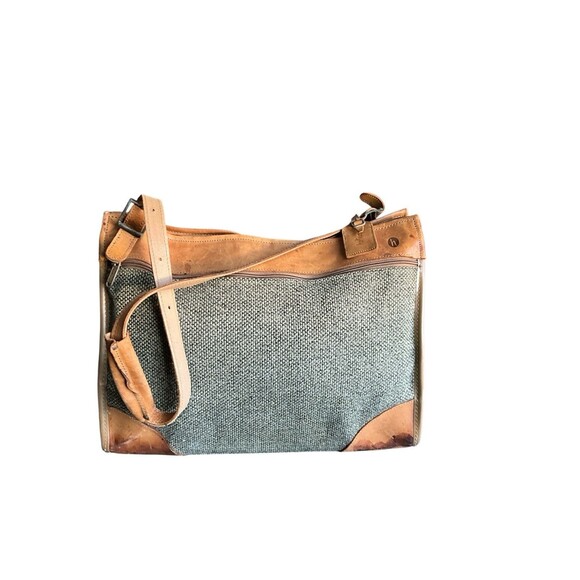 VINTAGE HARTMANN TWEED LEATHER CARRY LUGGAGE TRAVEL SHOULDER TOTE BAG 17x7x13 - Picture 1 of 7